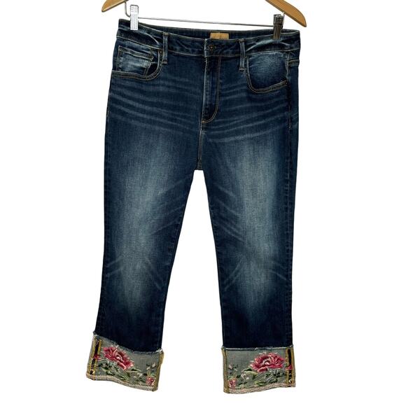 DRIFTWOOD Denim - DRIFTWOOD Colette Embroidered Floral Cropped Jeans High Rise Women's 31
